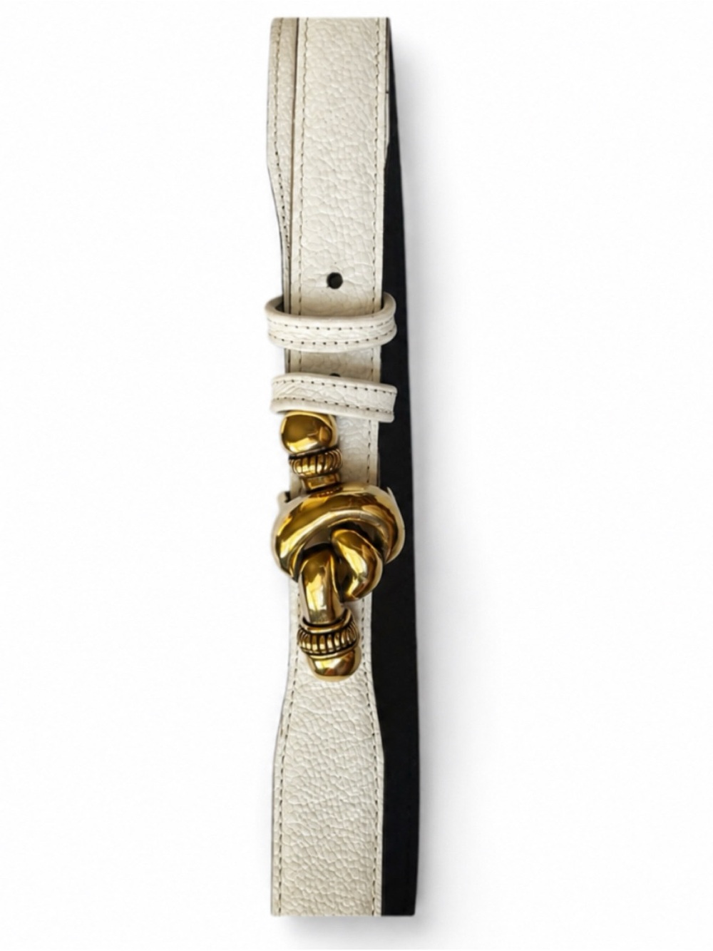 1980’s Vicenza Vintage Italian Calfskin Leather Old Money Knot Belt Size 28 - Picture 5 of 7